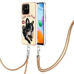 For Xiaomi Redmi 10C Electroplating Dual-side IMD Phone Case with Lanyard(Lucky Dog)