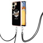 For Xiaomi Redmi 13C 4G Electroplating Dual-side IMD Phone Case with Lanyard(Natural Growth)