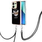 For Xiaomi Redmi Note 13 4G Global Electroplating Dual-side IMD Phone Case with Lanyard(Natural Growth)