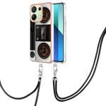 For Xiaomi Redmi Note 13 4G Global Electroplating Dual-side IMD Phone Case with Lanyard(Retro Radio)