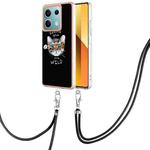 For Xiaomi Redmi Note 13 5G Global Electroplating Dual-side IMD Phone Case with Lanyard(Natural Growth)