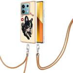 For Xiaomi Redmi Note 13 5G Global Electroplating Dual-side IMD Phone Case with Lanyard(Lucky Dog)