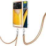 For Xiaomi Poco X6 Pro Electroplating Dual-side IMD Phone Case with Lanyard(Draft Beer)