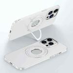 For iPhone 15 Pro Max Matte Magsafe Magnetic Phone Case with Trolley Holder(White)