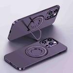 For iPhone 15 Pro Max Matte Magsafe Magnetic Phone Case with Trolley Holder(Night Purple)