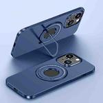 For iPhone 15 Plus Matte Magsafe Magnetic Phone Case with Trolley Holder(Dark Blue)