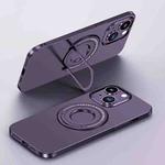 For iPhone 15 Plus Matte Magsafe Magnetic Phone Case with Trolley Holder(Night Purple)