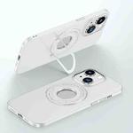 For iPhone 15 Matte Magsafe Magnetic Phone Case with Trolley Holder(White)