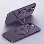 For iPhone 15 Matte Magsafe Magnetic Phone Case with Trolley Holder(Night Purple)