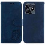 For Realme C53 / Narzo N53 Little Tiger Embossed Leather Phone Case(Dark Blue)