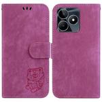For Realme C53 / Narzo N53 Little Tiger Embossed Leather Phone Case(Rose Red)