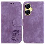 For Realme C55 Little Tiger Embossed Leather Phone Case(Purple)