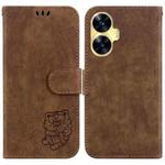 For Realme C55 Little Tiger Embossed Leather Phone Case(Brown)