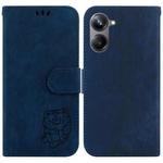 For Realme 10 Pro 5G Little Tiger Embossed Leather Phone Case(Dark Blue)