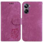 For Realme 10 Pro 5G Little Tiger Embossed Leather Phone Case(Rose Red)