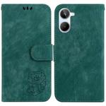 For Realme 10 4G Little Tiger Embossed Leather Phone Case(Green)