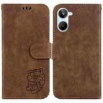 For Realme 10 4G Little Tiger Embossed Leather Phone Case(Brown)