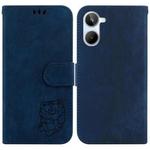 For Realme 10 4G Little Tiger Embossed Leather Phone Case(Dark Blue)