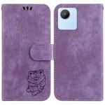 For Realme C30 / C30s / Narzo 50i Little Tiger Embossed Leather Phone Case(Purple)