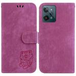 For Realme C31 Little Tiger Embossed Leather Phone Case(Rose Red)