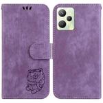 For Realme C35 Little Tiger Embossed Leather Phone Case(Purple)