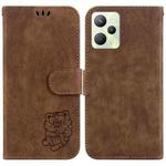 For Realme C35 Little Tiger Embossed Leather Phone Case(Brown)