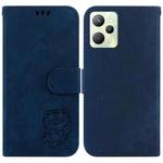 For Realme C35 Little Tiger Embossed Leather Phone Case(Dark Blue)