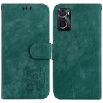 For Realme 9i / OPPO A76 4G / A36 Little Tiger Embossed Leather Phone Case(Green)