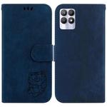 For Realme 8i Little Tiger Embossed Leather Phone Case(Dark Blue)