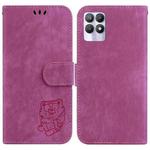 For Realme 8i Little Tiger Embossed Leather Phone Case(Rose Red)