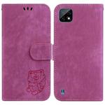 For Realme C20 / C11 2021 Little Tiger Embossed Leather Phone Case(Rose Red)