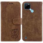 For Realme C21Y Little Tiger Embossed Leather Phone Case(Brown)