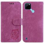 For Realme C21Y Little Tiger Embossed Leather Phone Case(Rose Red)