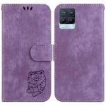 For Realme 8 / 8 Pro Little Tiger Embossed Leather Phone Case(Purple)