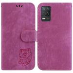 For Realme 8 5G Global / V13 5G Little Tiger Embossed Leather Phone Case(Rose Red)