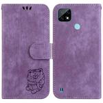 For Realme C21 Little Tiger Embossed Leather Phone Case(Purple)