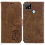 For Realme C21 Little Tiger Embossed Leather Phone Case(Brown)