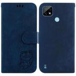 For Realme C21 Little Tiger Embossed Leather Phone Case(Dark Blue)