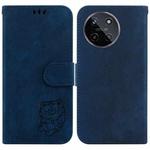 For Realme 11 4G Global Little Tiger Embossed Leather Phone Case(Dark Blue)