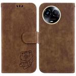 For Realme 11 5G Global Little Tiger Embossed Leather Phone Case(Brown)