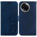 For Realme 11 5G Global Little Tiger Embossed Leather Phone Case(Dark Blue)