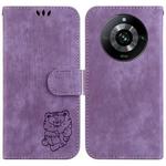 For Realme 11 Pro / 11 Pro+ / Narzo 60 Pro Little Tiger Embossed Leather Phone Case(Purple)