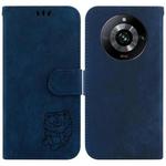 For Realme 11 Pro / 11 Pro+ / Narzo 60 Pro Little Tiger Embossed Leather Phone Case(Dark Blue)