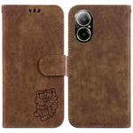 For Realme C67 4G Global Little Tiger Embossed Leather Phone Case(Brown)