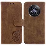 For Realme 12 5G Little Tiger Embossed Leather Phone Case(Brown)