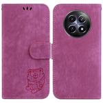 For Realme 12 5G Little Tiger Embossed Leather Phone Case(Rose Red)