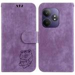 For Realme GT 6 / GT 6T / GT Neo6 Little Tiger Embossed Leather Phone Case(Purple)