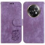 For Realme 13+ Global Little Tiger Embossed Leather Phone Case(Purple)