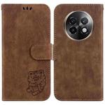 For Realme 13+ Global Little Tiger Embossed Leather Phone Case(Brown)