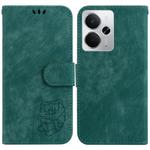 For Realme 14 Little Tiger Embossed Leather Phone Case(Green)